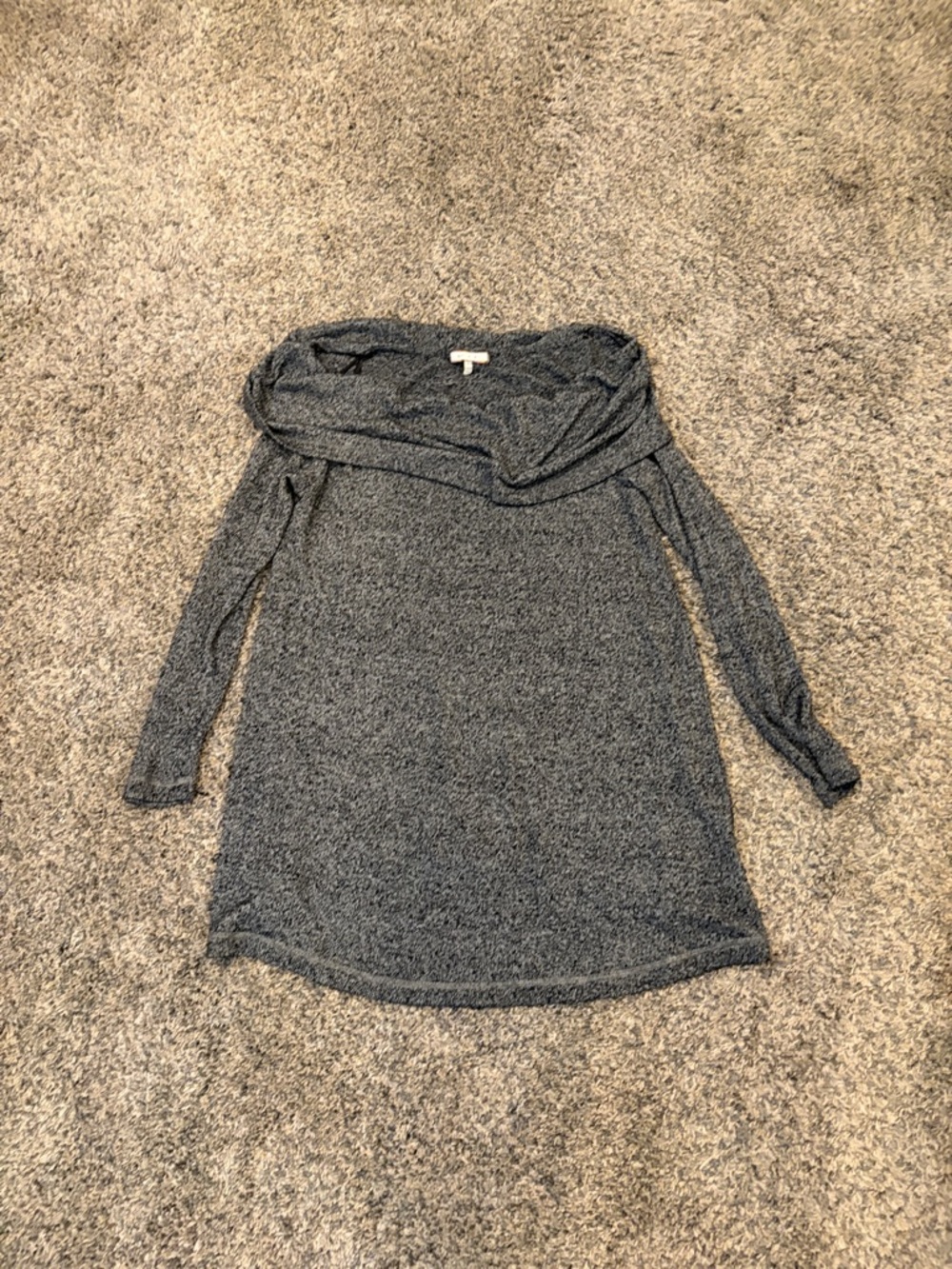 Cozy Off-Shoulder Long-Sleeve Sweater Dress - Gray